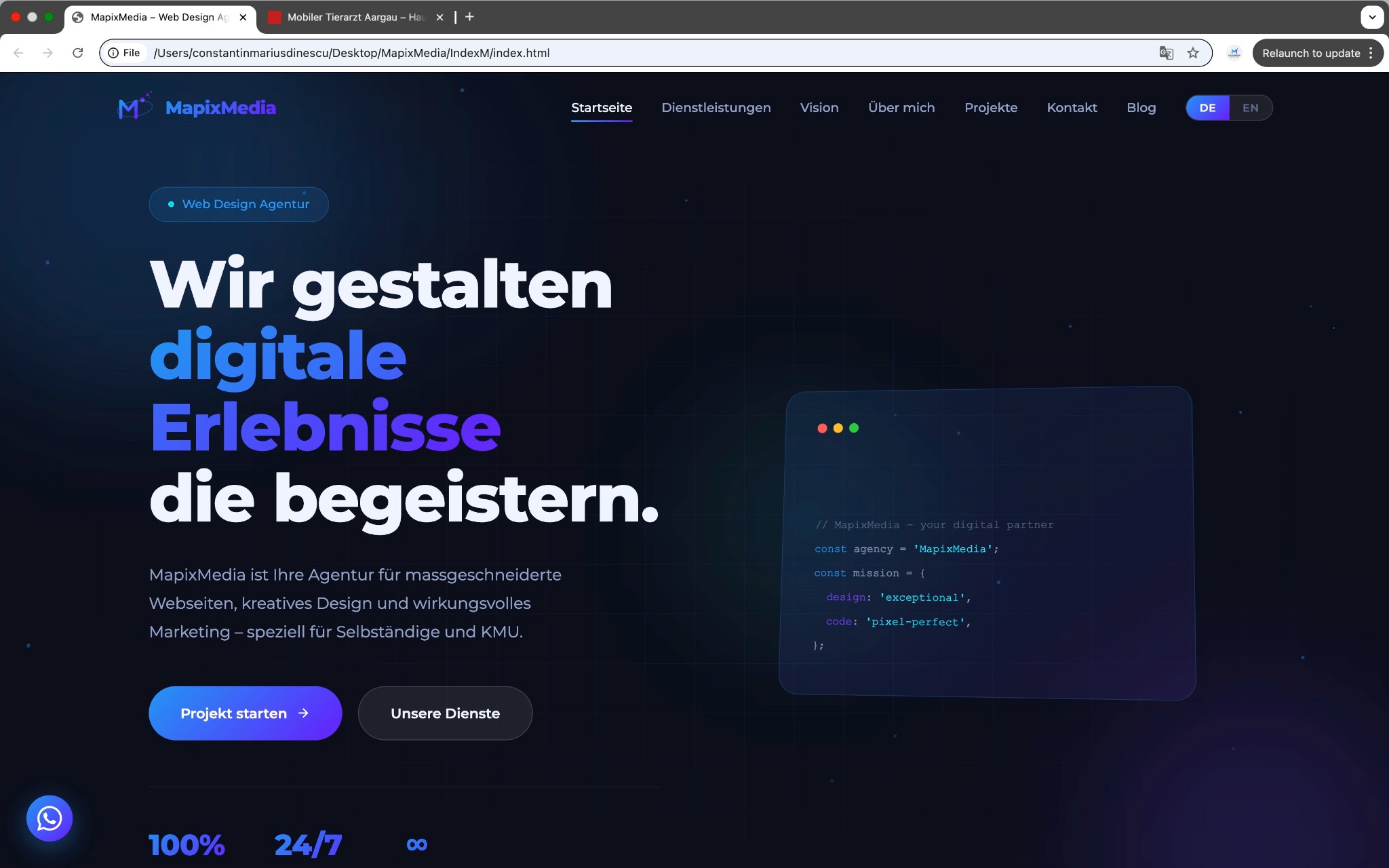 MapixMedia Website Screenshot — Webdesign, SEO und Branding in der Schweiz