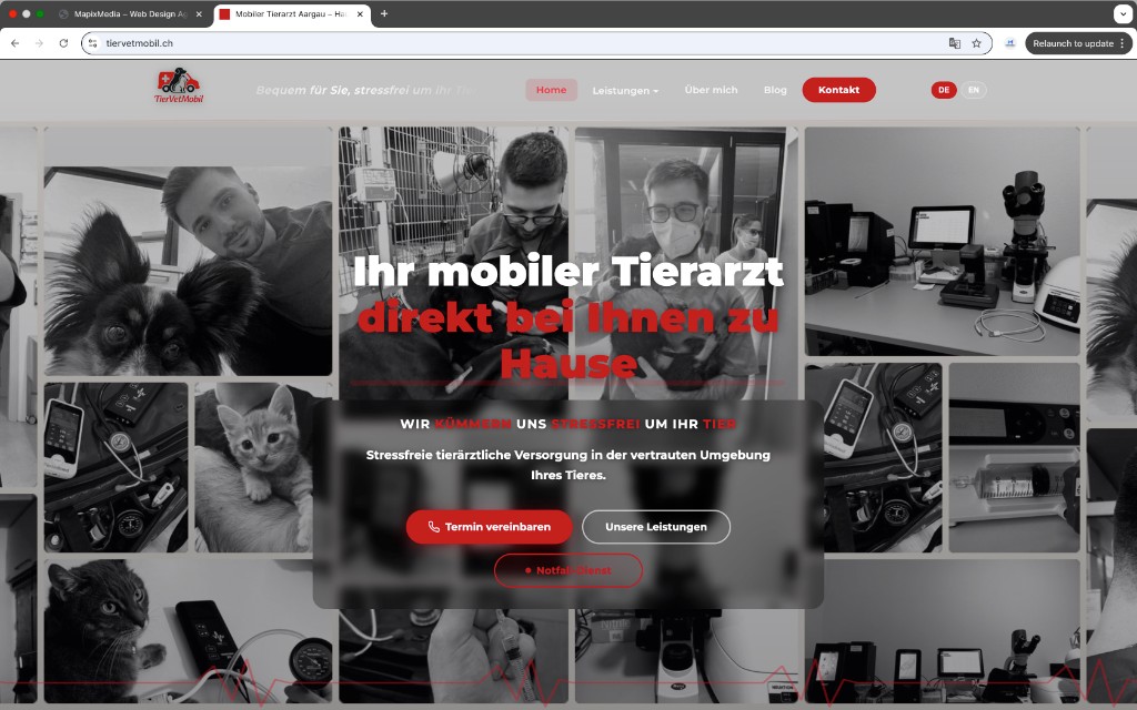 Webdesign Projekt für KMU in Aargau — TierVetMobil von MapixMedia